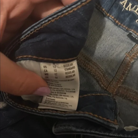 American Eagle Outfitters Blue Skinny Jeans with Distressed Details - Picture 4 of 5